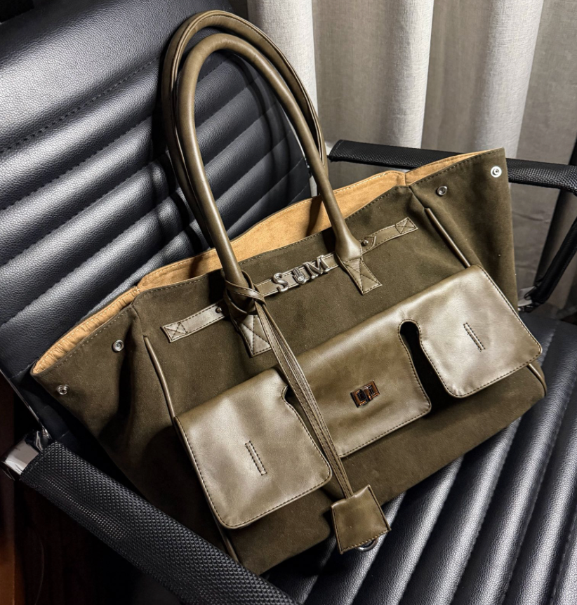ELENA TOTE - SUEDE - VERDE MILITAR + OLIVO