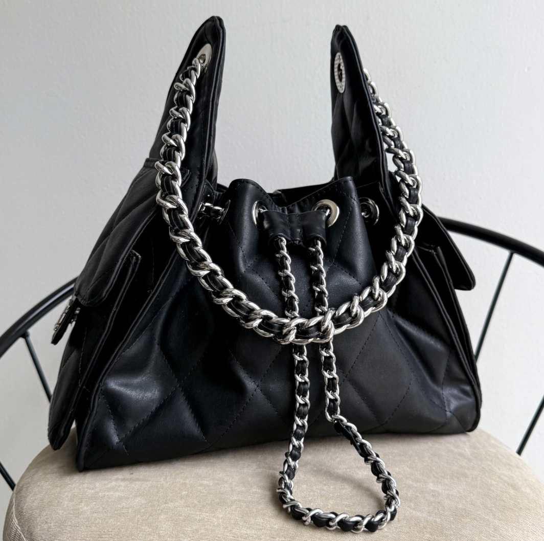 COCO 25 SMALL - NEGRO - HERRAJE PLATA