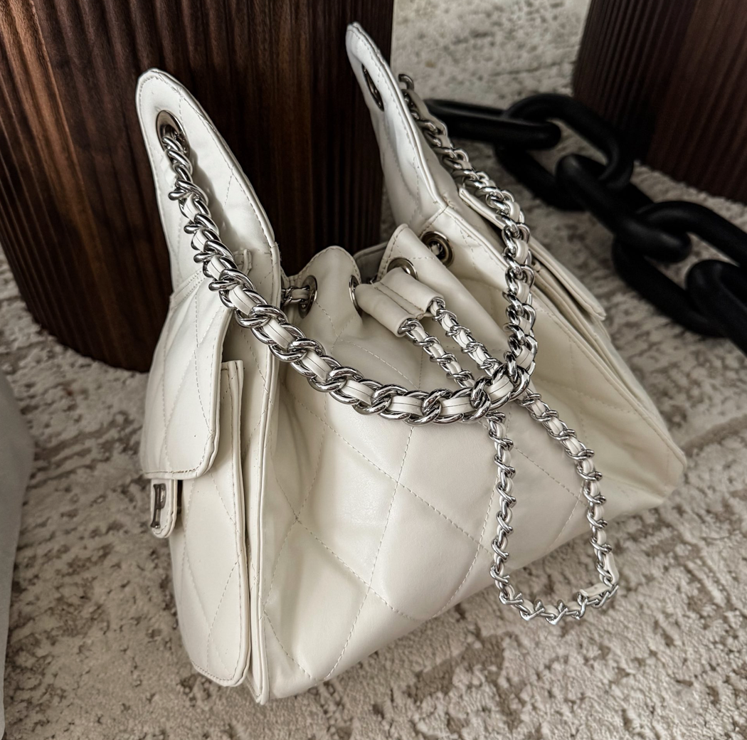 COCO 25 SMALL - HUESO - HERRAJE PLATA (Copia)