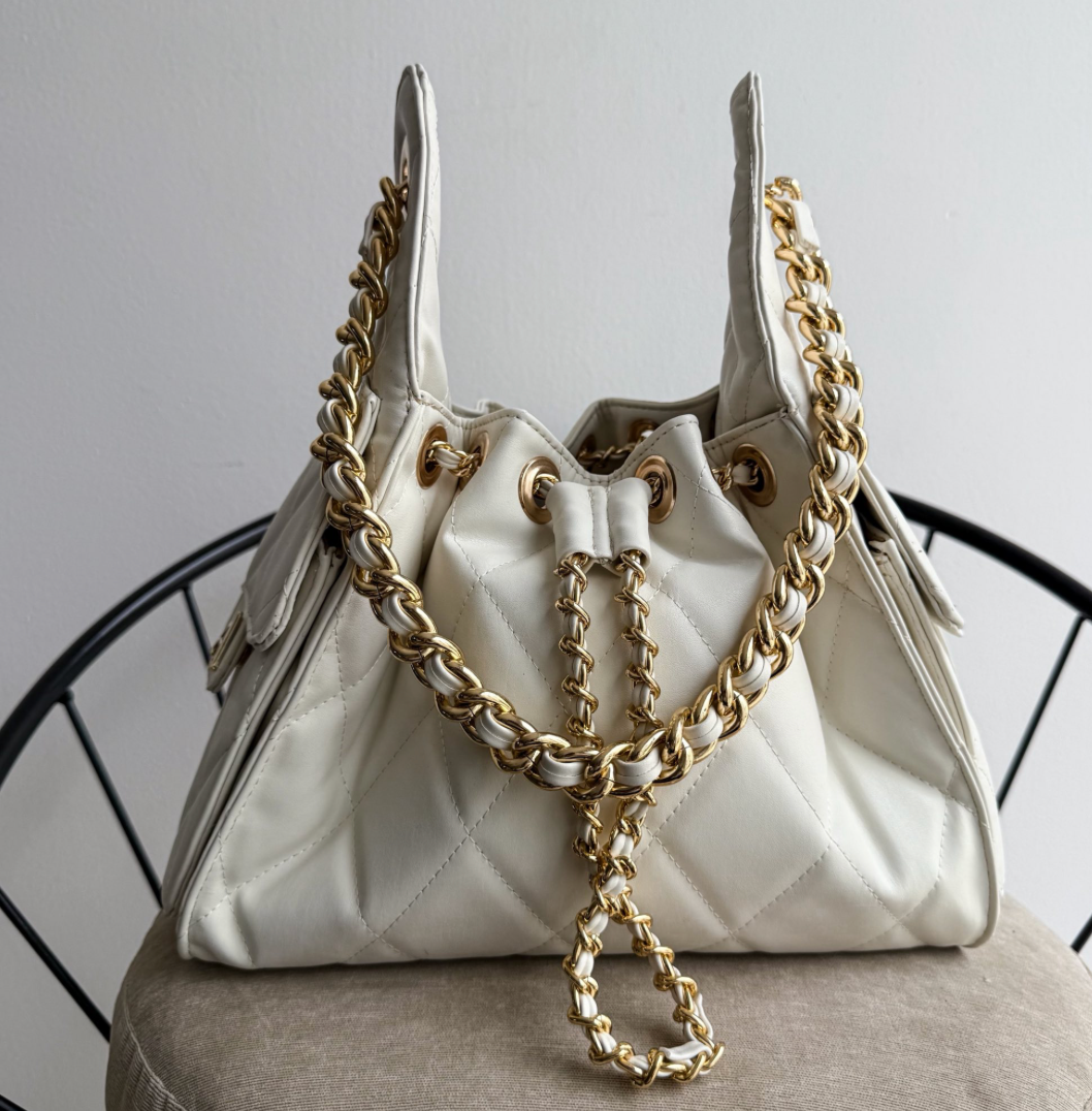 COCO 25 SMALL - HUESO - HERRAJE DORADO