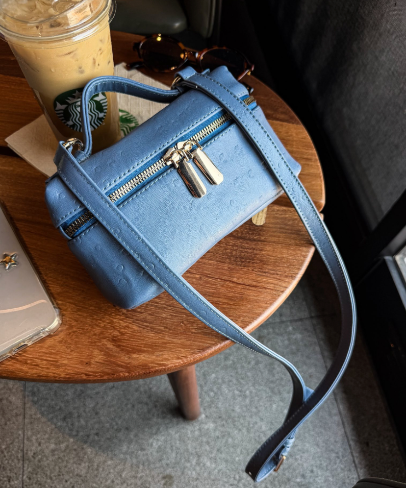 RUNA BAG - AZUL MEZCLILLA H/ DORADOS