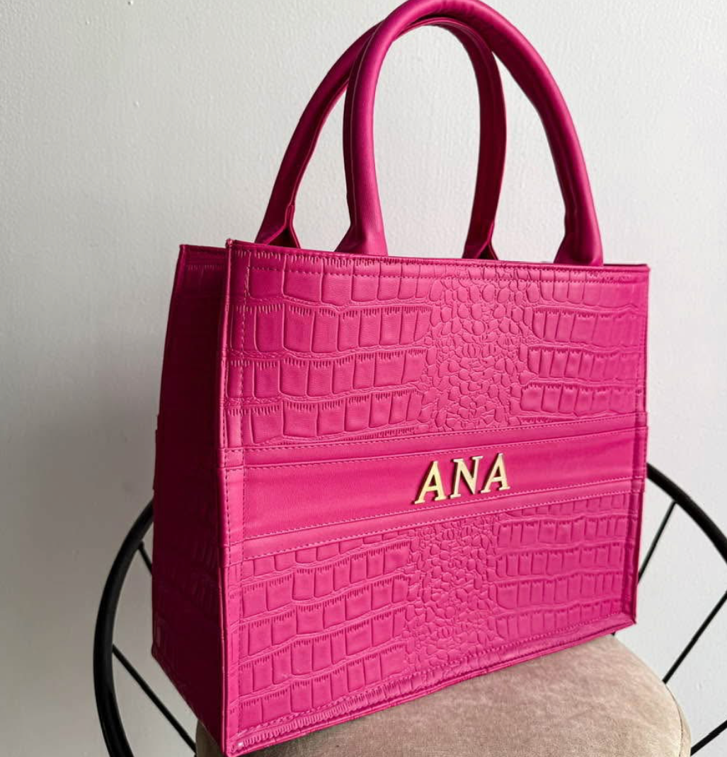 TRAVEL TOTE - ROSA FUCSIA CROCO