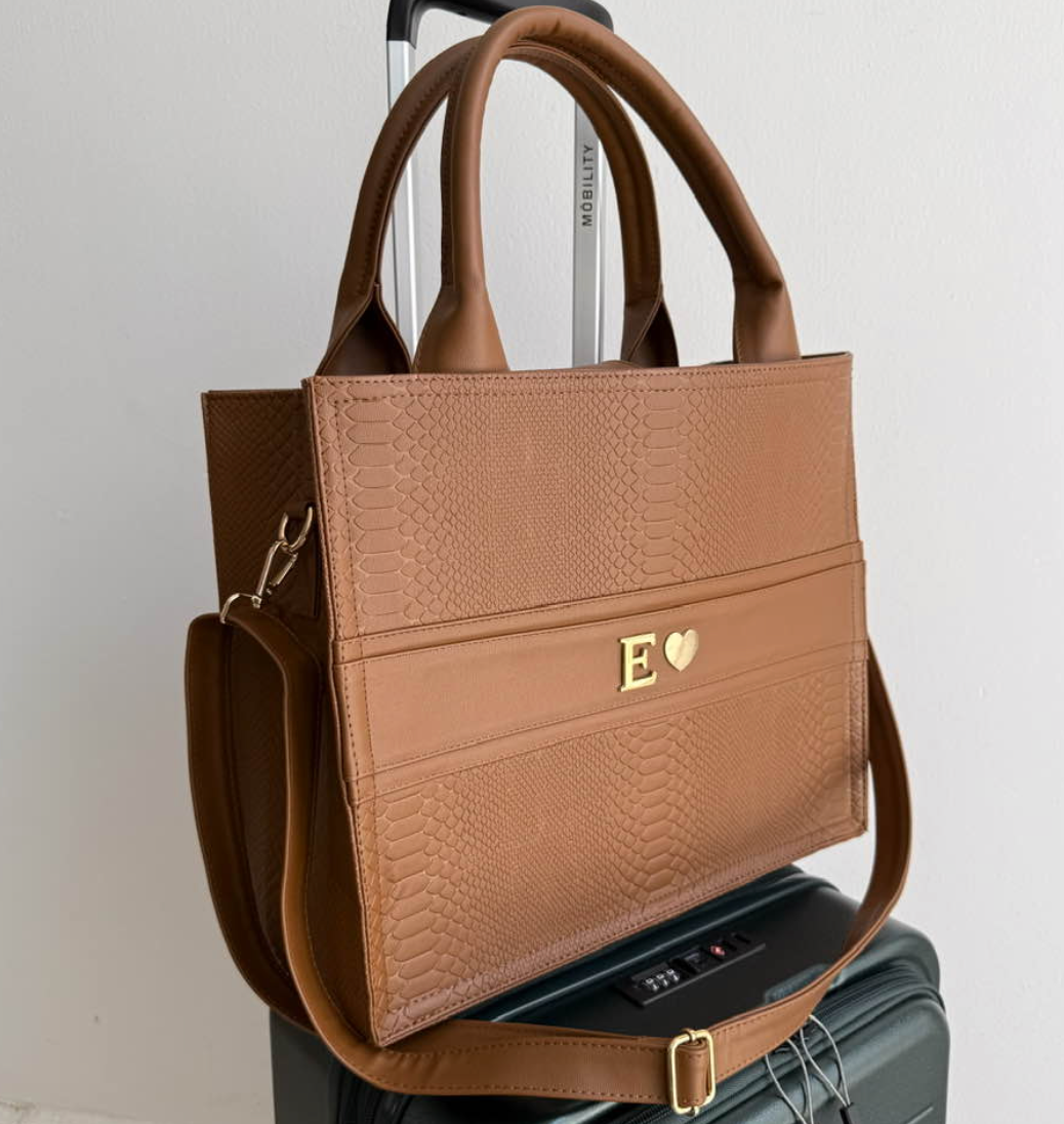 TRAVEL TOTE - CAMEL PITÓN