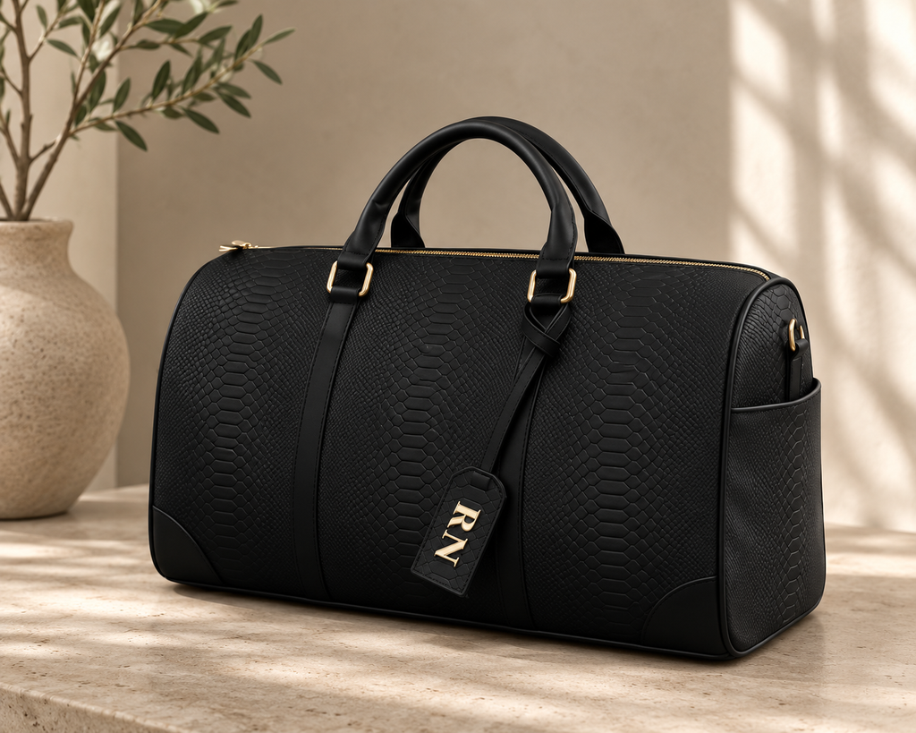 TRAVEL BAG - NEGRO PITÓN - HERRAJE DORADO