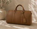 TRAVEL BAG - CAMEL PITÓN - HERRAJE DORADO